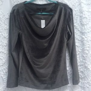 White House Black Market Velour Pullover in “Asphalt”, Size S